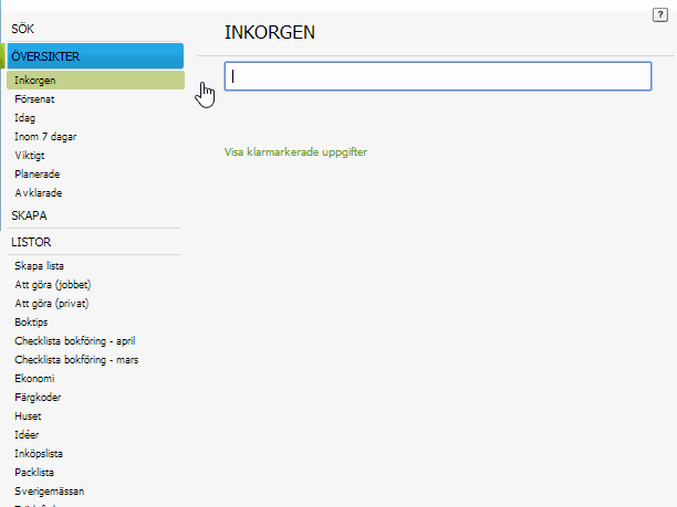 Skriv snabbt in uppgifter i alla vyer.