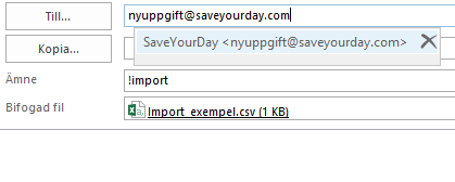 Mejla in csv-filen med listor och uppgifter.