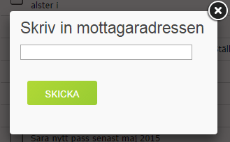 Mejla listan till valfri mottagare.