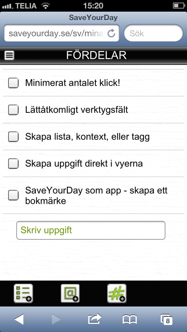 Skapa lista, kontext eller tagg - alltid lättåtkomligt.