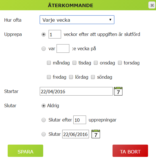 Projektlistor i SaveYourDay