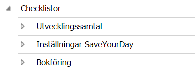 Checklistor i SaveYourDay