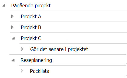 Projektlistor i SaveYourDay